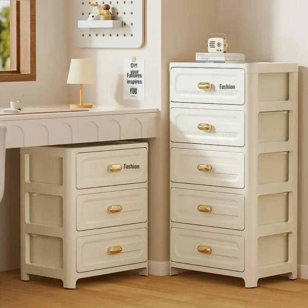 Home Storage Cabinet Bedside Table Stackable Plastic Cabinet Multi-layer Drawer Foldable Organizer Snack Toys Chest of Drawers
