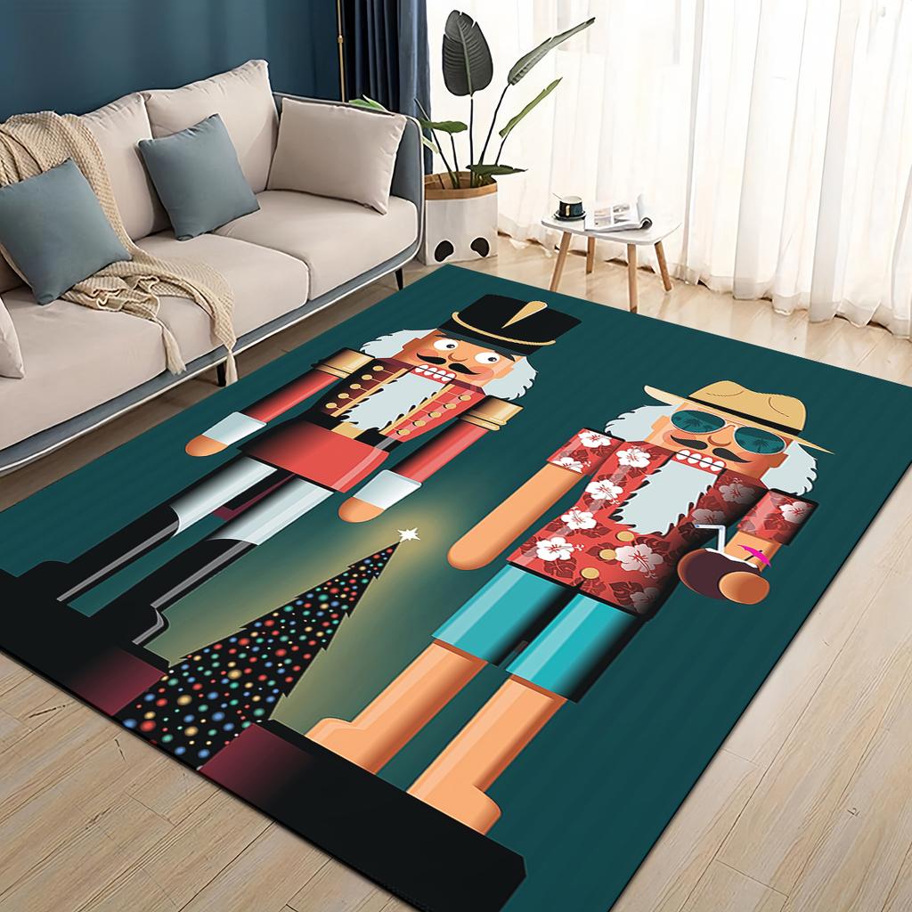 Merry Christmas Cartoon The Nutcracker Doll Festival Gift Carpet Rug for Living Room Bedroom Home Sofa Decoration,Non-slip Mat