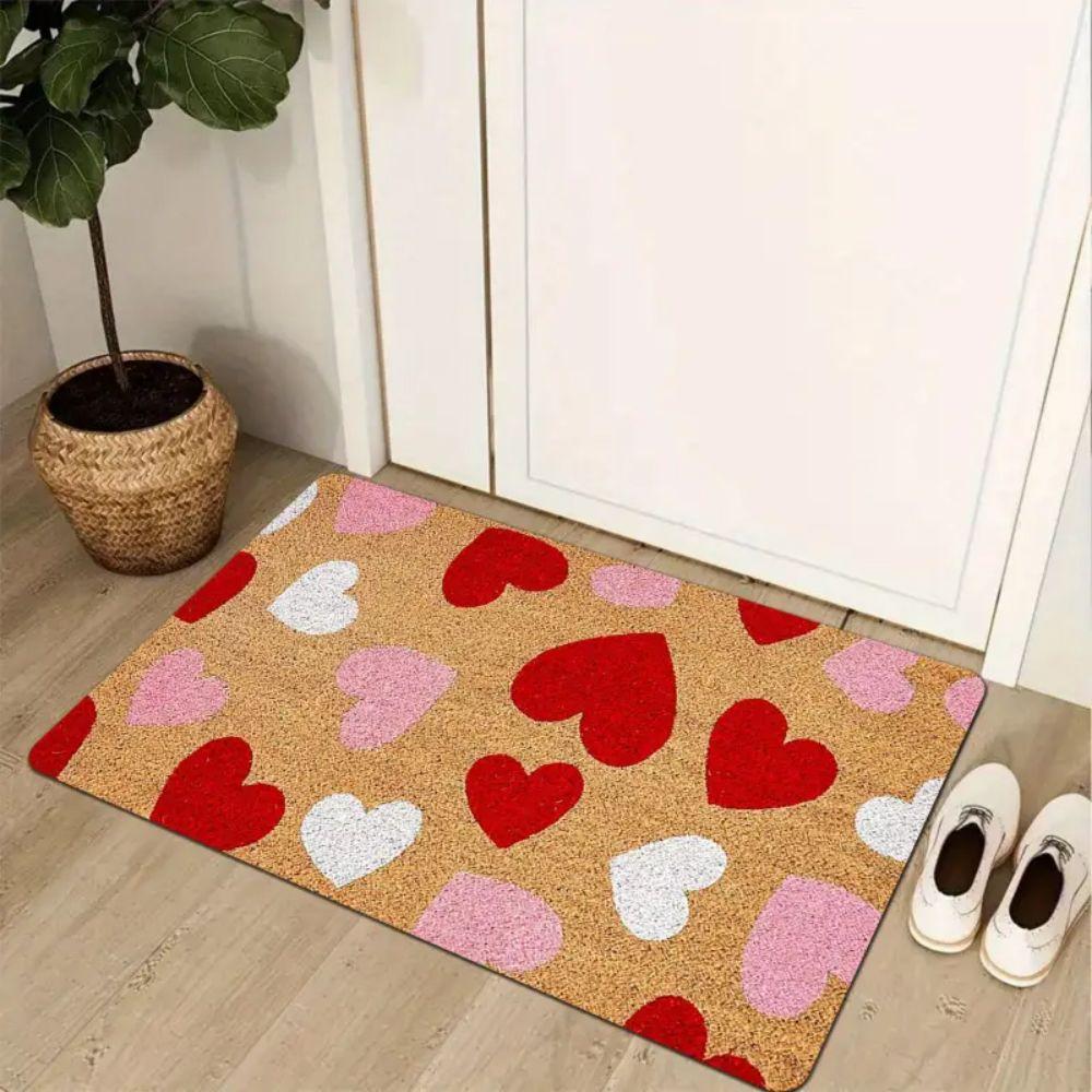 Valentine's Day Heart-Shaped Welcome Doormat Indoor/Outdoor Entrance Mat Wedding & Valentine's Day Home Decor