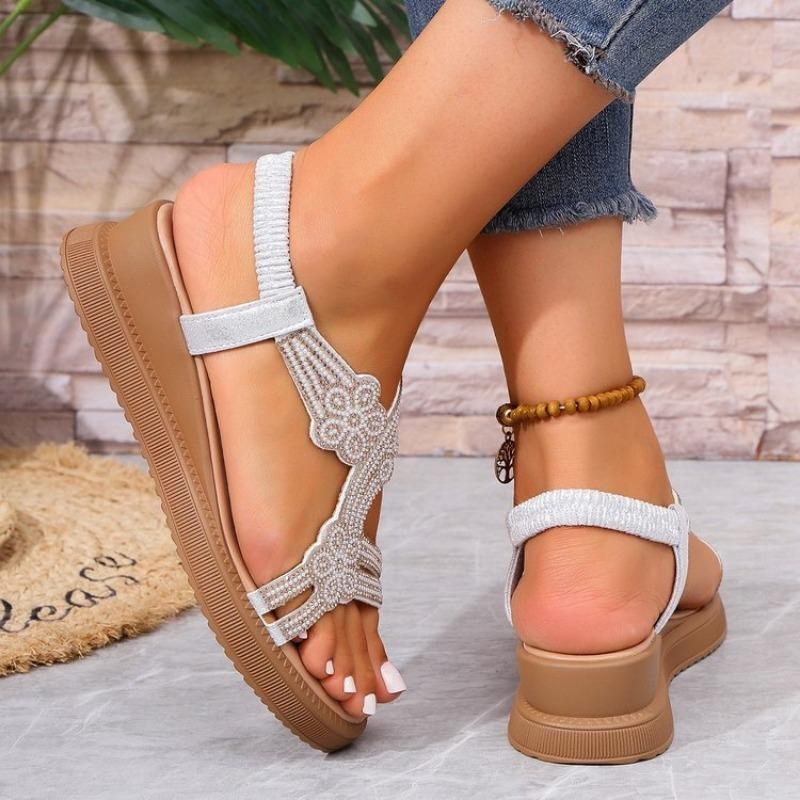 New Style Shoes Large-sized Hollowed-out Women's Shoes Flat Water Diamond Sandals