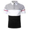Men's New Lapel Short Sleeve Polo Patchwork T-Shirt Top
