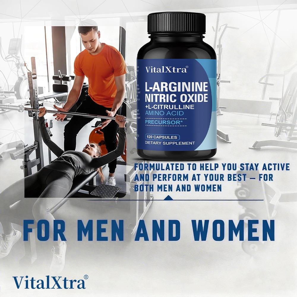 L-Arginine, Nitric Oxide, and L-Citriline Supplement, 120 Capsules