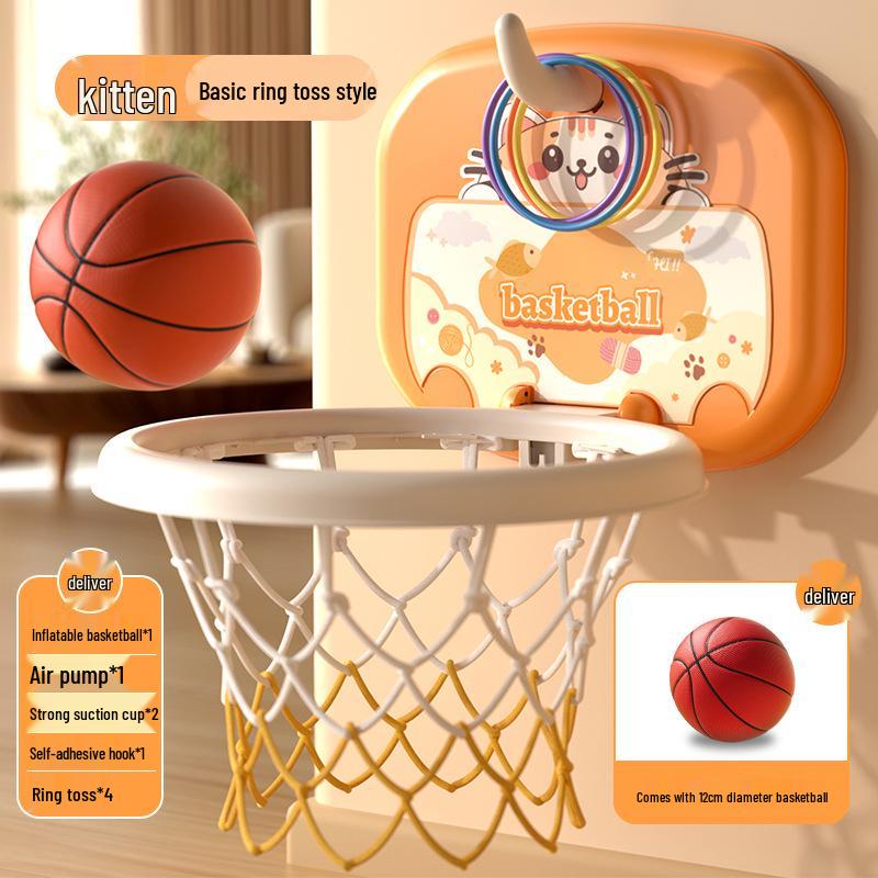 Indoor No-Drill Wall-Mounted Basketball Hoop for Kids
