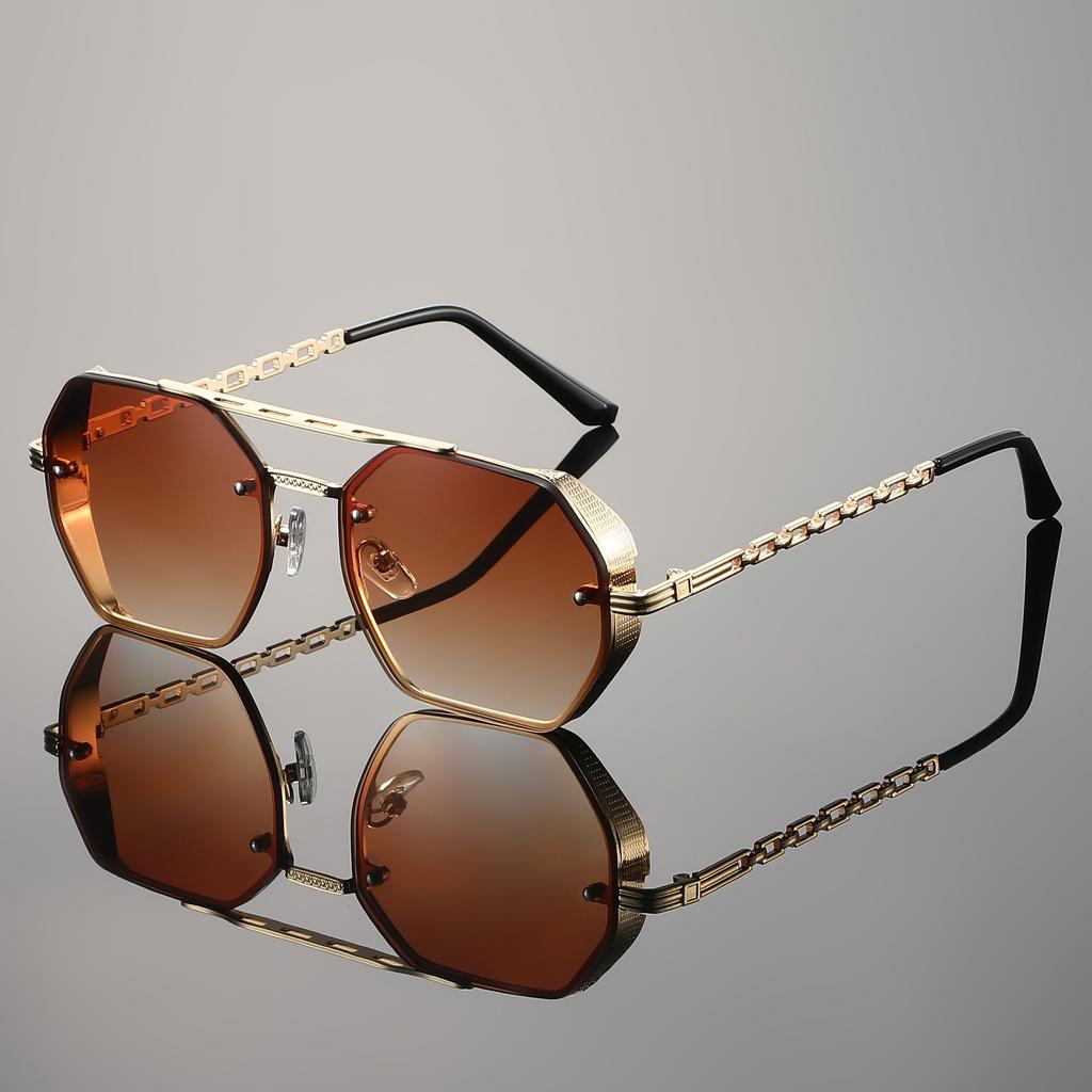 New High Quality Double Metal Chain Sunglasses Women Fashion Cool Design Brand Design Sun Glasses for Street Photography