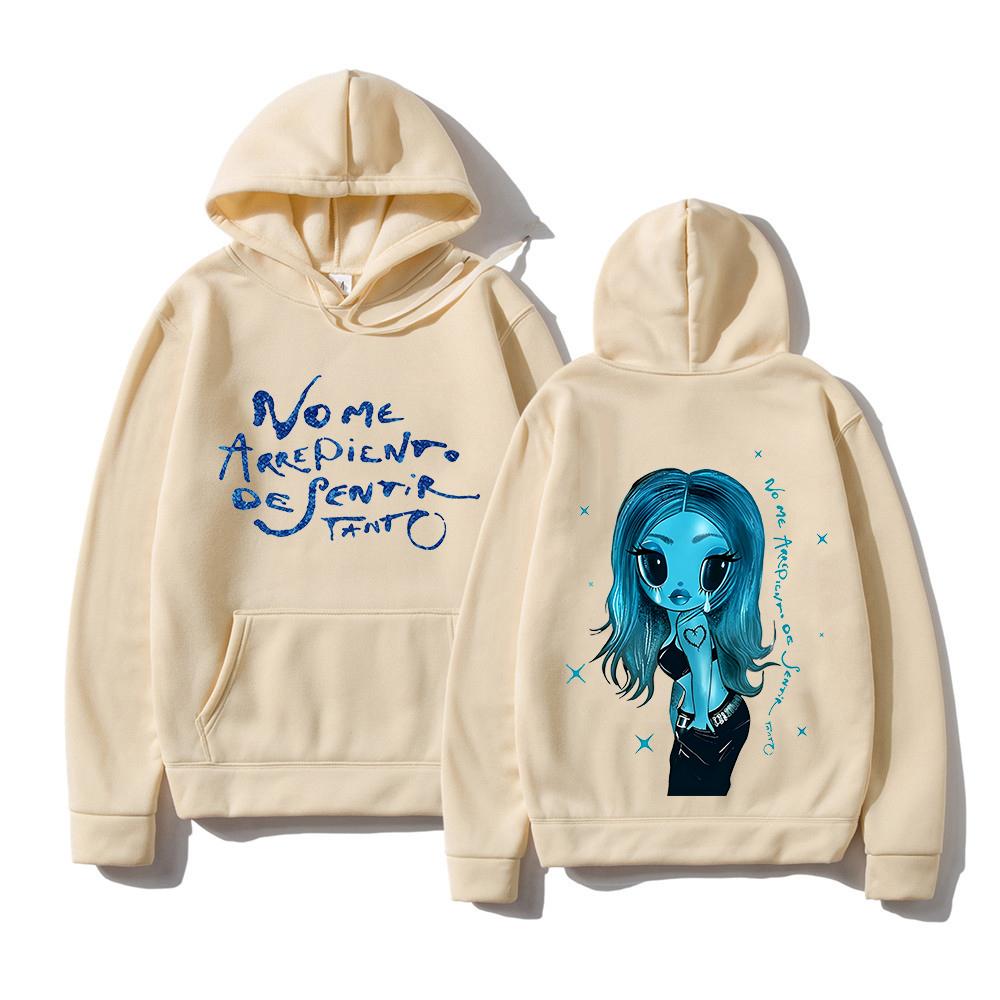 Karol G No Me Arrepiento De Sentir Tanto Hoodies Long Sleeve Casual Unisex Streetwear Hooded Fashion Women Sweatshirt Print Tops