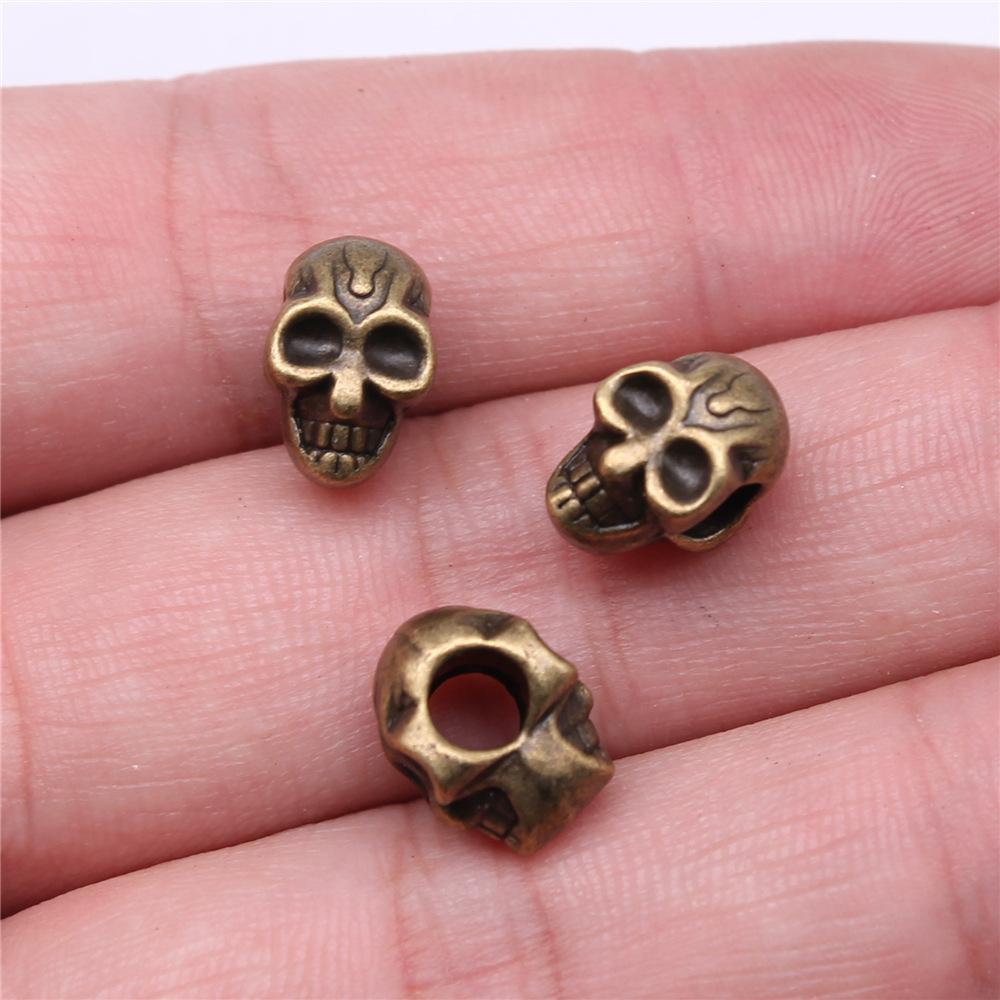 10pcs Skull Beads Beard Loose Beads Spacer Beads Fit Beards Or Hair Decorations Accessories Braid Dreadlock Tube Rings