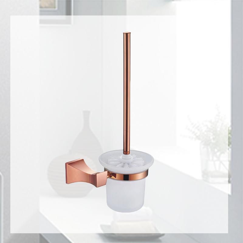 Square Paper Holder Robe Hook Towel Bar Ring Glass Rack Soap Holder Toilet Brush Holder Tumbler Rose Gold Bathroom Accessories