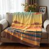 Golden Beach Sunset Cartoon Anime Print Flannel Blanket Soft Warm Throw for Kids Bedroom Sofa Christmas Office Car