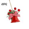 Reusable Festive Home Accents Christmas Bell Hanging Ornament Red Gold Pine Cone Wreath Decor Retro Pastoral Style Baubles for Tree Rustic Farmhouse