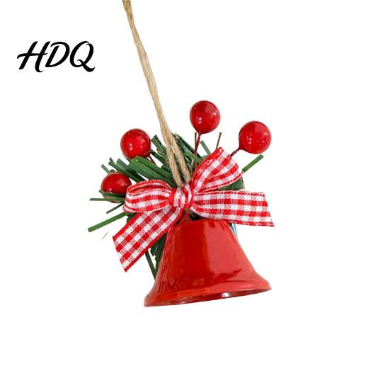 Reusable Festive Home Accents Christmas Bell Hanging Ornament Red Gold Pine Cone Wreath Decor Retro Pastoral Style Baubles for Tree Rustic Farmhouse