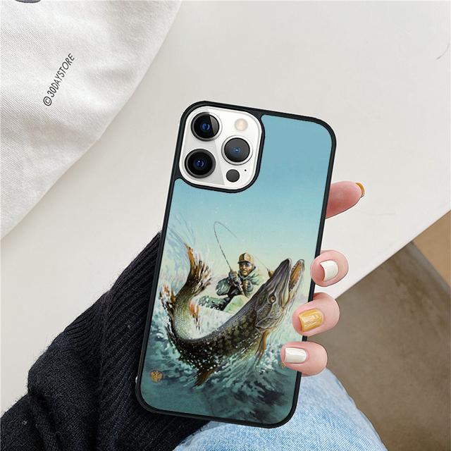 Fishing Painting Phone Case For iPhone 17 Air 15 16 Cover  11 13 14 Pro Max 12 Plus Max Fundas