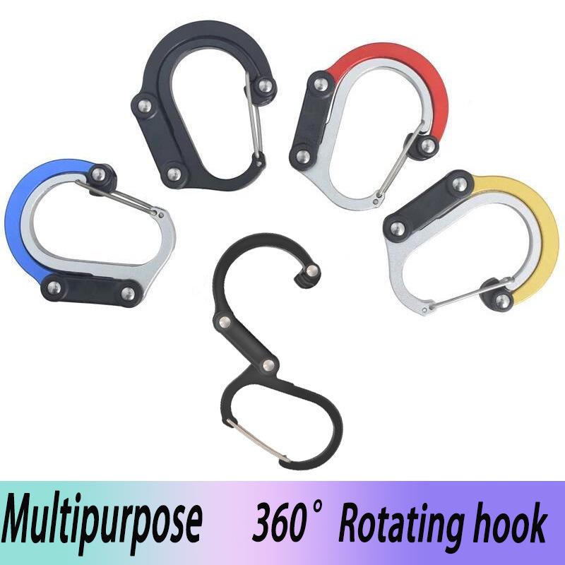 D-shaped Aluminum Carabiner: Multi-functional 360° Rotating Quick Link for Outdoor Sports