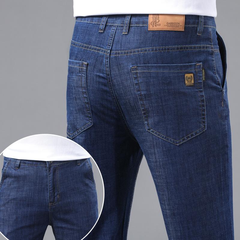 Men's jeans summer thin straight leg trendy thin and breathable new dad wear business casual pants