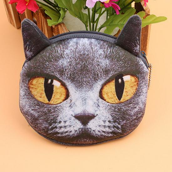 Cartoon Kitten Coin Purse & Key Holder Gift Set