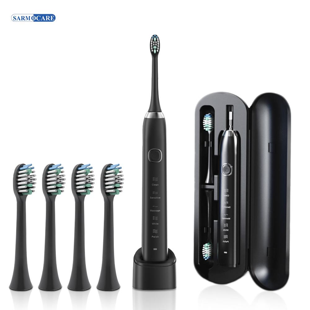 Elektrische Sonic Tandenborstel 8 Borstelkoppen Smart Ultrasonic Tanden Bleken Oplaadbare Volwassen Tandenborstel Sarmocare S100