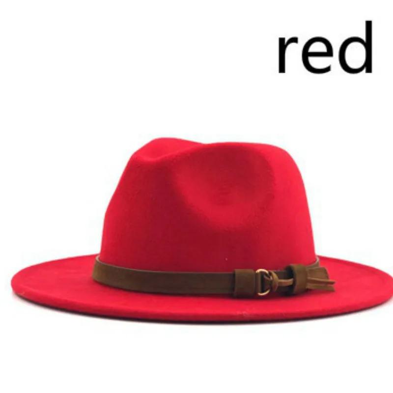 Unisex Damen Herren Wollhut mit Lederband Winter Herbst Breitkrempig Jazz Kirchenhut