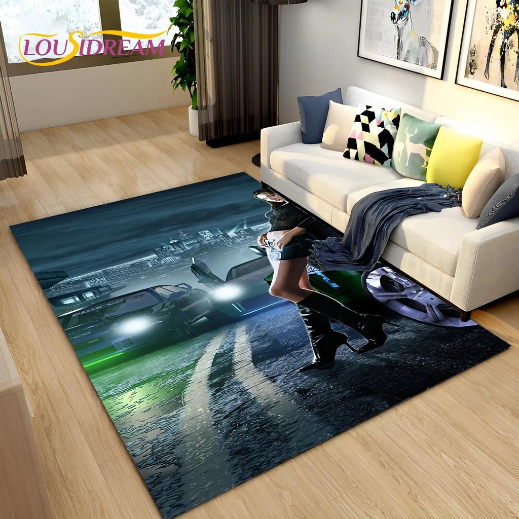 3D Racing Sports Car Soft Area Rug Large,Carpet Rug for Home Living Room Bedroom Sofa Doormat Decor,Kid Play Non-slip Floor Mat