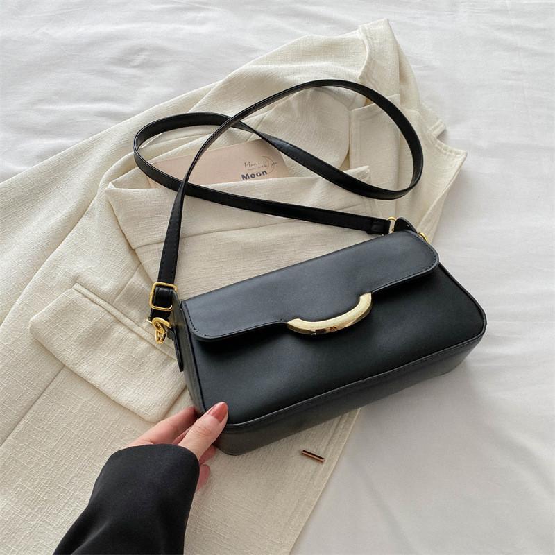 2024 Spring New Casual Armpit Bag Fashionable Casual Shoulder Bag Vintage Minimalist Crossbody Bag чёрный