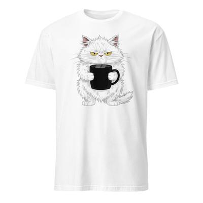 Grumpy Cat Coffee Unisex 100% Cotton T-shirt Mens Tees Top, Cute Kitty Funny Pets Animal Furry Cartoon
