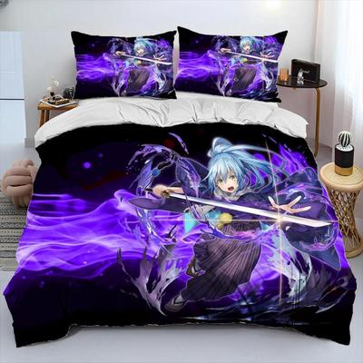 Ich wurde als Schleim wiedergeboren Anime Bettdecke Bettwäscheset,Bettbezug Bettset Steppdecke Kissenbezug,King Queen Size Bettwäscheset