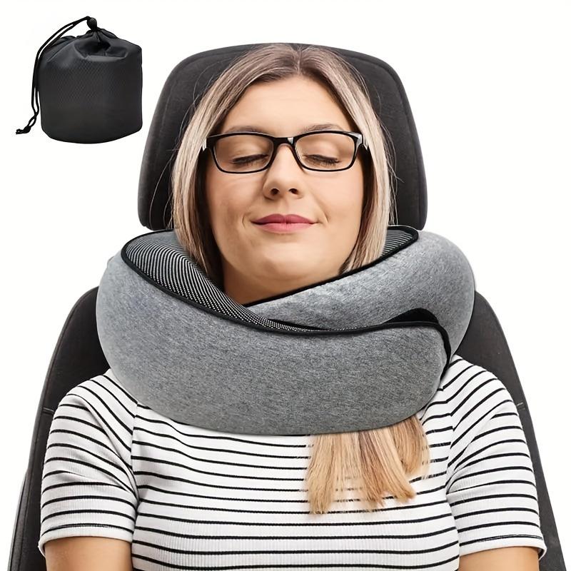 A Durable U-Shaped Travel Pillow Made of That Provides Soft Neck Support And Retains Its Shape, Perfect for Use On Airplanes.