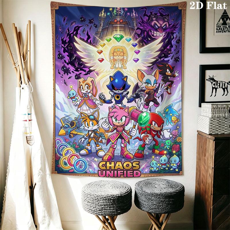 Hedgehog Sonic Burst Wall Hanging Printed Fabric Blanket Decorative Tapestries for Bedroom Living Room Home Decor