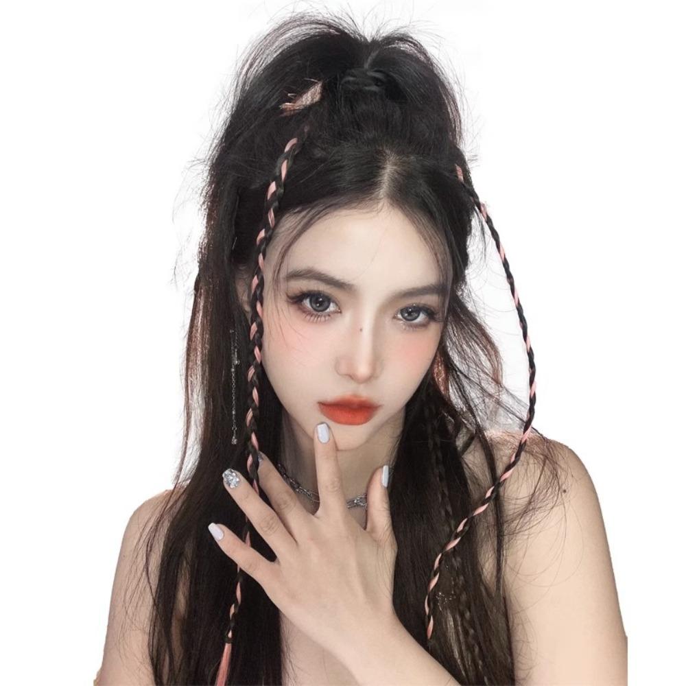 Fashion Boxing Braid Hair Pieces Clip Hanging Ear-Dye Wig Twist Braided Hair Rope Girls