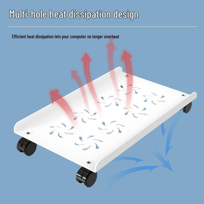 Movable Computer Host Desktop Case with Wheels and Retractable Thickened Base