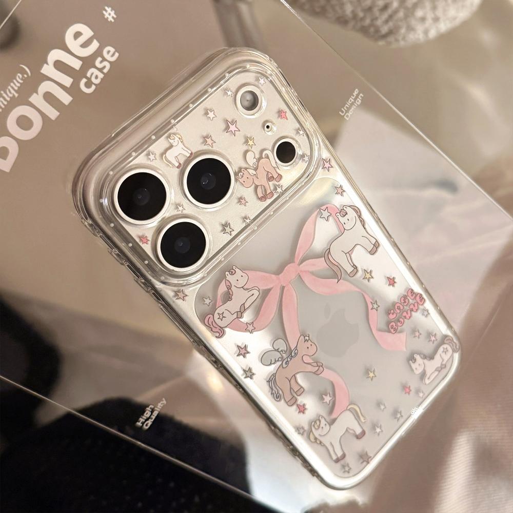Transparent Rosa Pony Geeignet für Apple 17 Handyhülle Iphone16promax Modische Beliebte Handyhülle