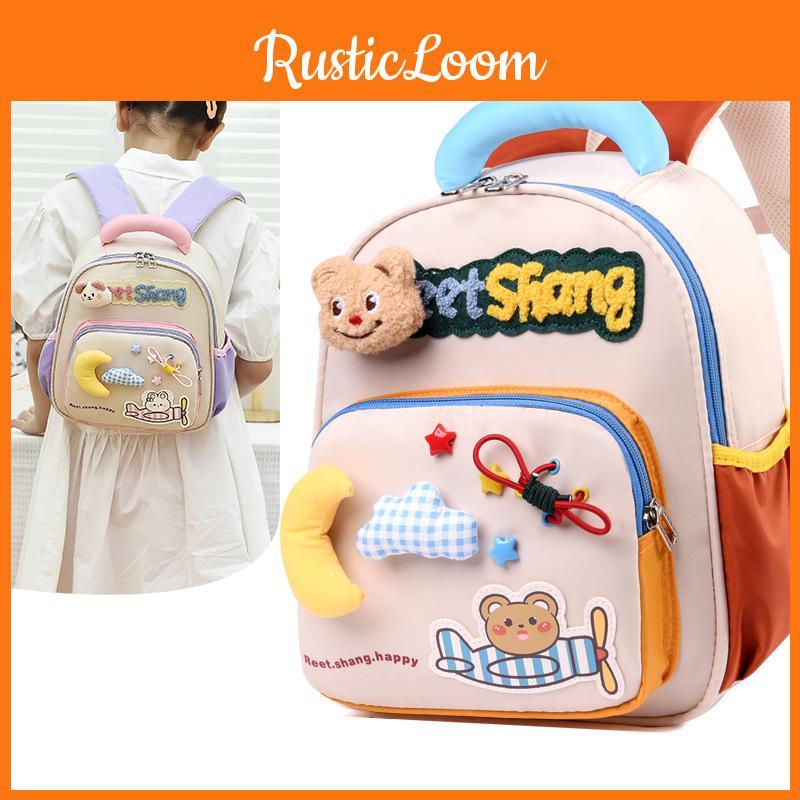Kids Bear Moon Lightweight Cartoon School Backpack With Padded Shoulder Straps