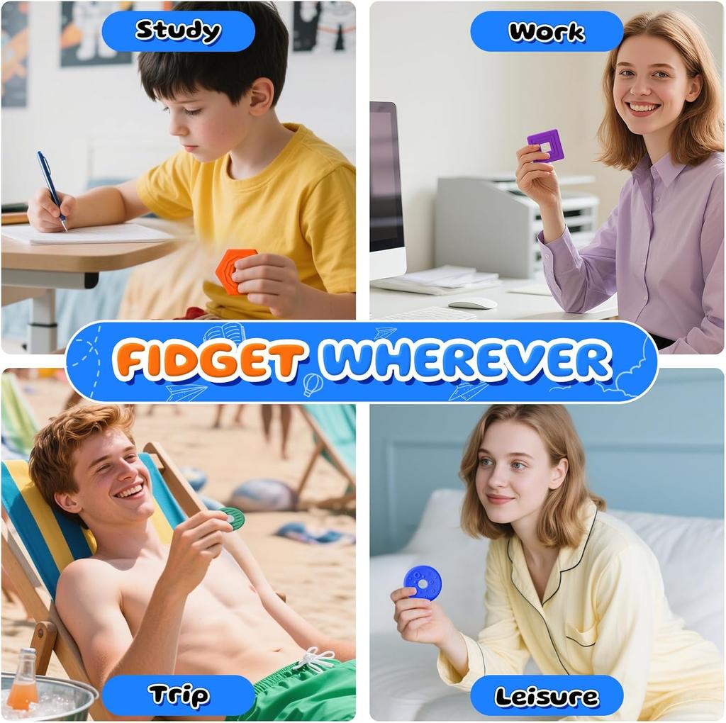 Fidget Sensory Toys for Kids Adults Silicone Worry Stone for Autism Color Shape Early Learning Toy Anxiety Relief Gifts