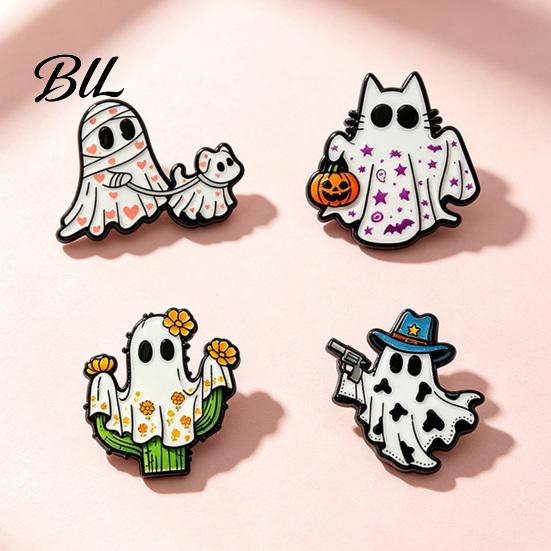 Cartoon Lapel Pins Halloween Ghost Enamel Brooch, Spooky Metal Pin, Pin Sweater Cardigan Coat Suit Scarf Decor, Men Women Clothing Accessories Costume