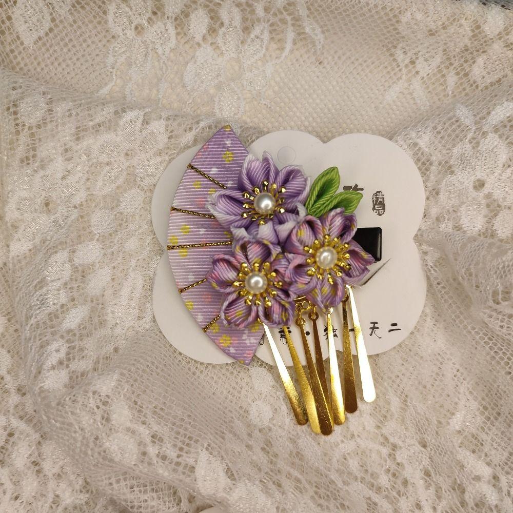 

Сакура кисточка веер шпилька кисточки японское кимоно головные уборы милые дети фиолетовый