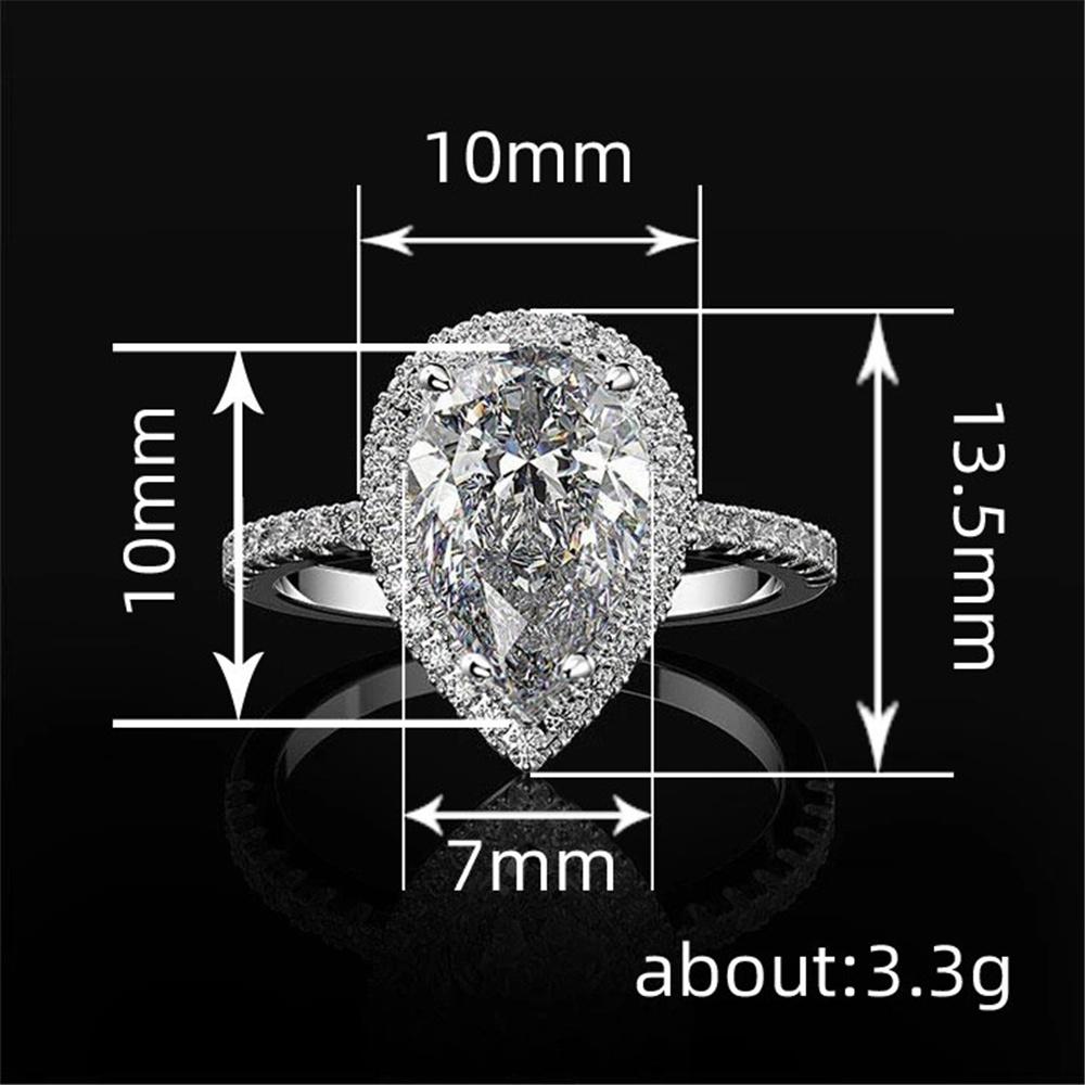 Luxury Female White Zircon Stone Water Drop Engagement Ring Vintage Silver Color Wedding  For Women