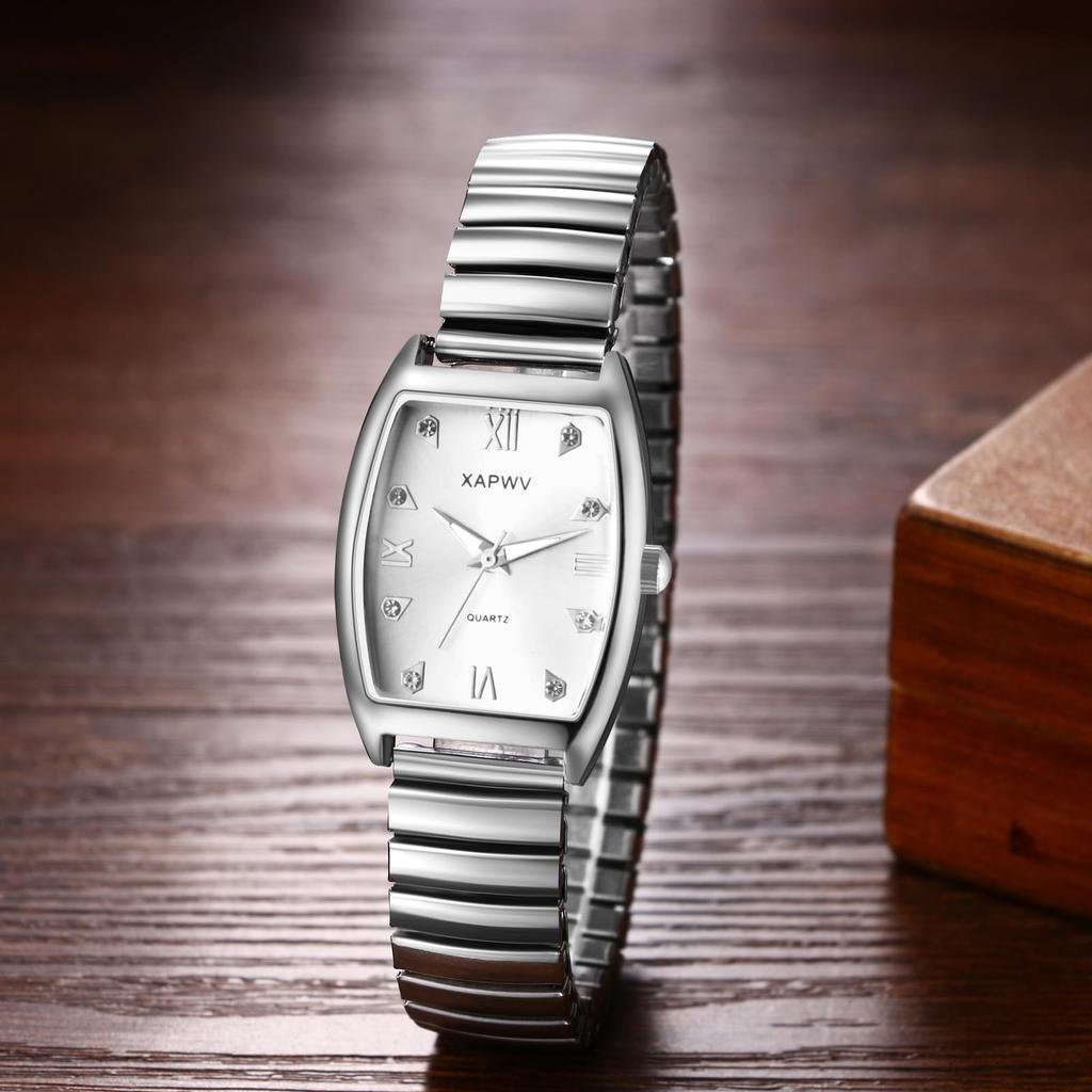 Einfache und stilvolle quadratische Uhr für Damen mit römischer Analoganzeige und Wochentag, Einheitsgröße, antikes Quarz-Modeaccessoire, perfektes Geschenk für oder Liebhaber