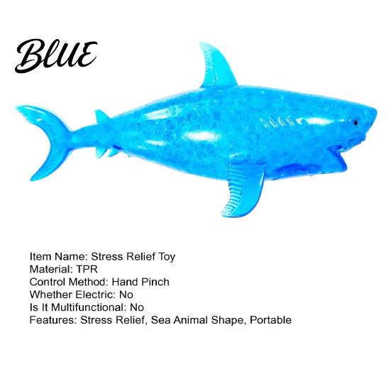 Shark Stress Toy Bead-Filled Squeeze Relief Blue Dolphin Sensory Kids Reliever Soft Ball Simulation Sea Animal Pinch Fidget Relaxation Hand