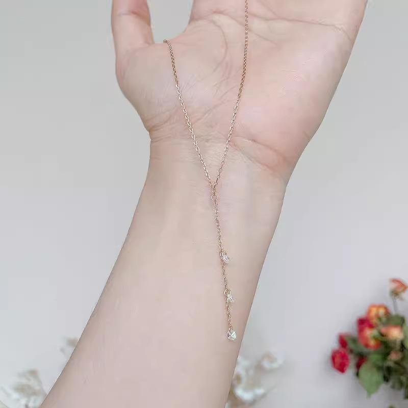 Супер Блестящая Тройная Алмазная Кисточка Звездные Слезы из Циркона - Сказочно Простой Ошейник-Браслет - Ожерелье-Ошейник Rose gold