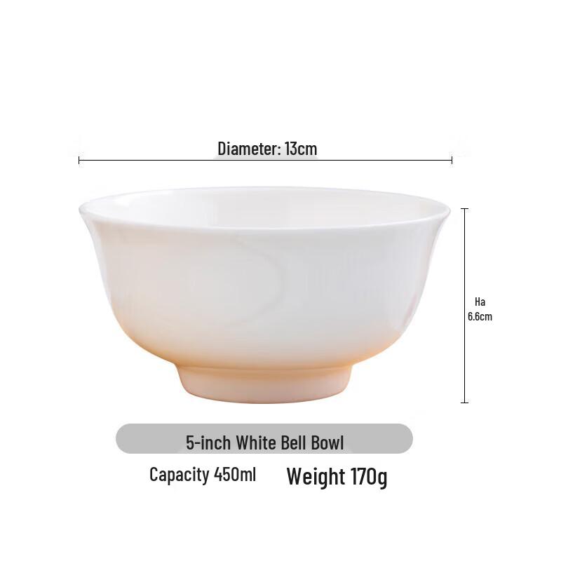 Royal Home Pure White Bone China Rice Bowl