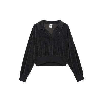 Sportswear Logo Cropped Pullover Sweatshirt Women Tops Black DV7815-010