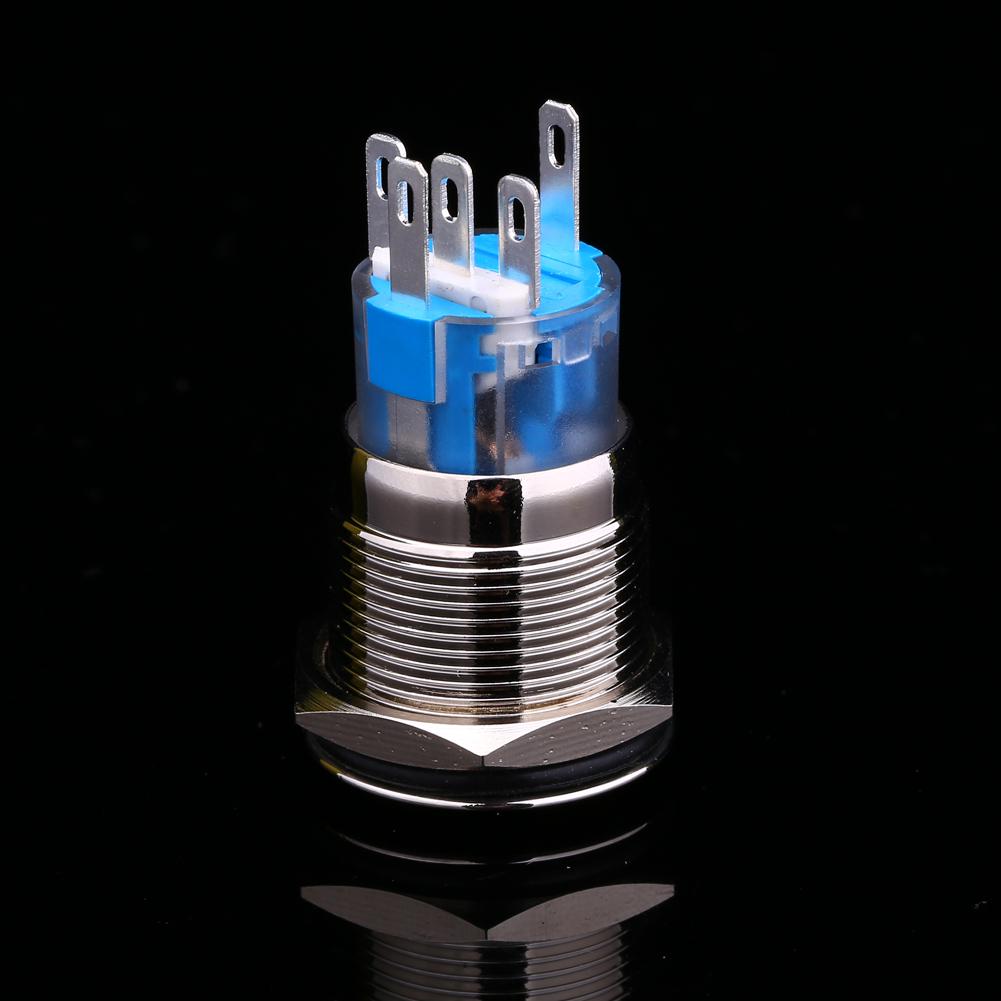 12V Auto Power Angel Eye Metal Push Button Blue LED Light Toggle Switch 19mm AP