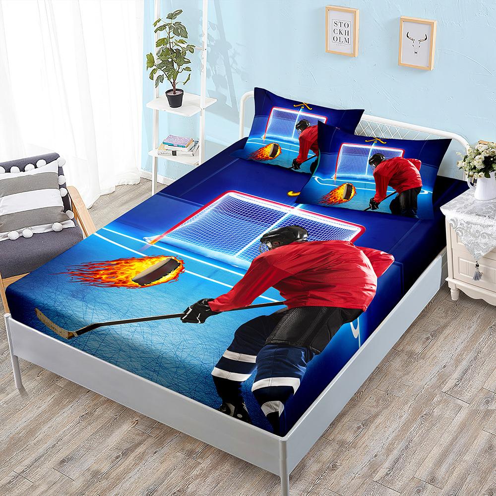 Basketball Boys Fitted Sheet Set Twin Full King Bed Fitted Sheets for Kids Teens Football Bed Set with Pillowcase Bedroom Decor