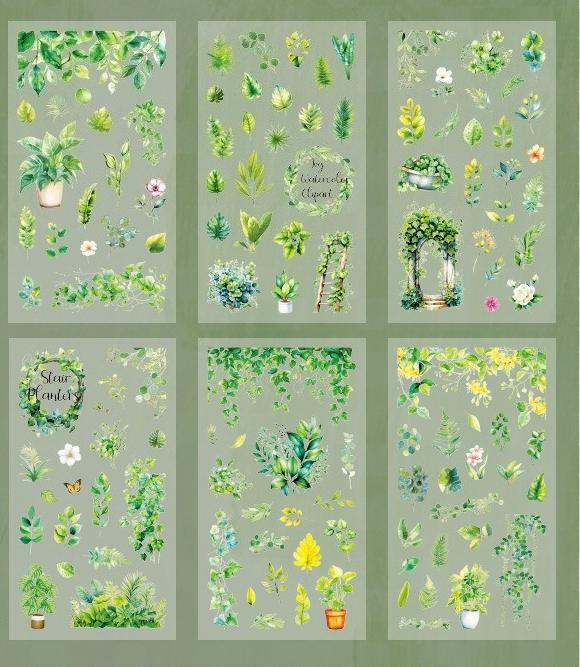 

Natural Series PVC Journal Sticker Pack Vintage Plant Flower Pattern Decorative Paper for Diary Scrapbook DIY Craft Supplies