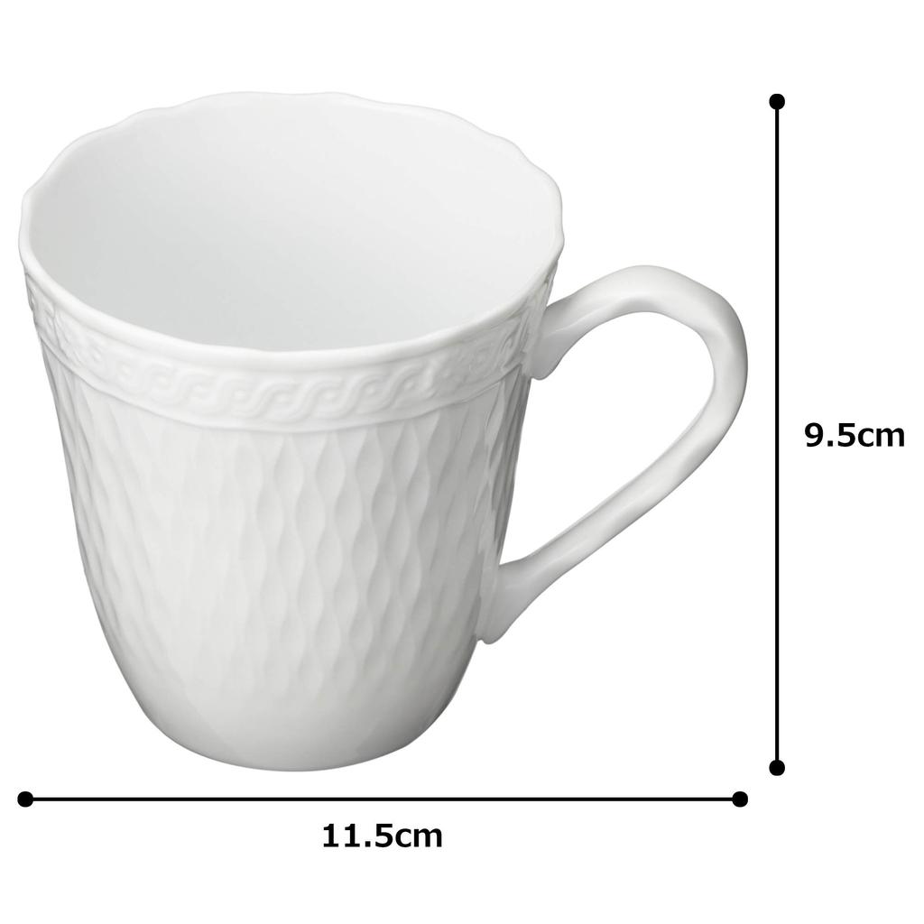 Noritake Mug, 300cc, Cher Blanc, Microwave and Dishwasher Safe, Fine Porcelain (Premium White), T94855/1655