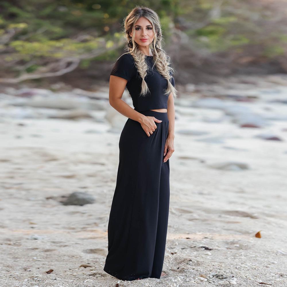 Plus Size Women's Spring/Summer 2026 Casual Suit: Short-Sleeve T-Shirt & Long Pants Two-Piece Set