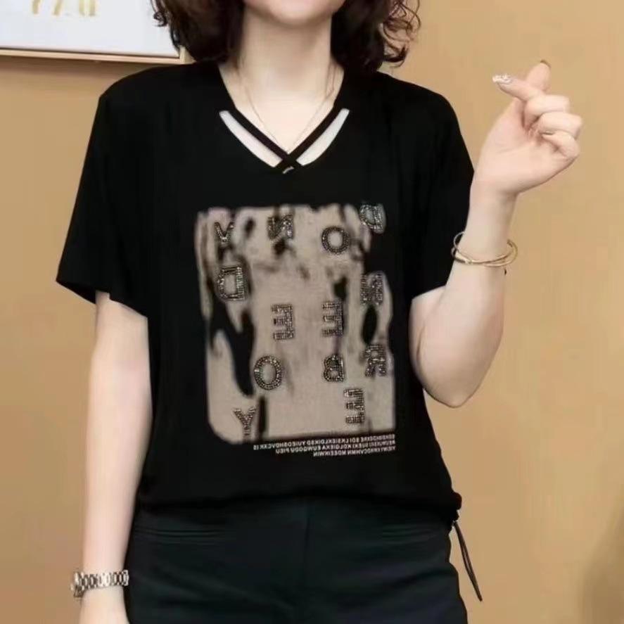 Short-sleeved T-shirt Women's Summer New Style, Age-reducing Slimming, Versatile Letter Ironing Tops