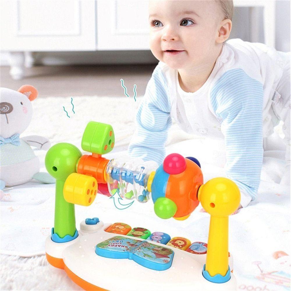 Light Sound Baby Music Keyboard Rotating Baby Musical Toy Baby Piano Toys  Early Learning