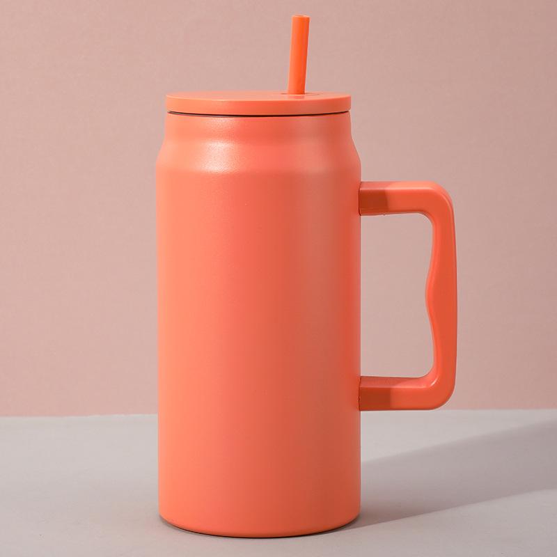 Large Capacity Travel Cup with Handle & Straw, Leak-Proof, Portable, Fits Car Cup Holder, Ice Cooler Function