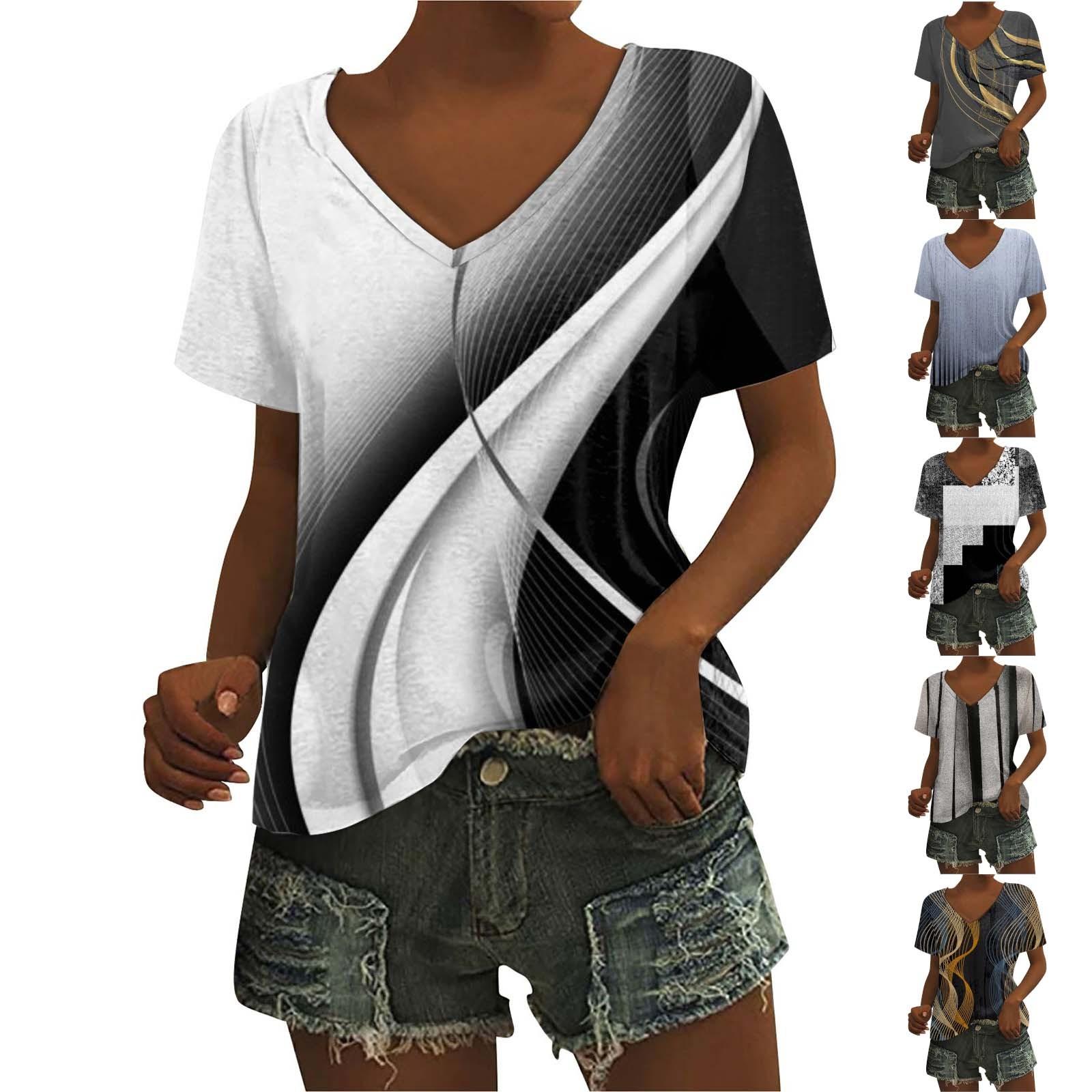 

Женские клетчатые принты с V-образным вырезом и короткими рукавами