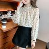 French Style Floral Chiffon Shirt for Women Spring Summer New Temperament Bottoming Blouse Sweet Long Sleeve Top