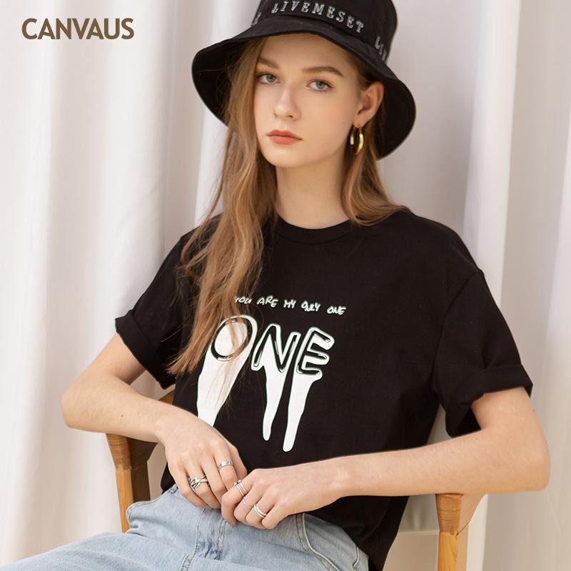 European And American Summer Women'S Loose Bf Letter Pattern Ins Neutral Wind Wear Short-Sleeved T-Shirt Straight Trendy Women